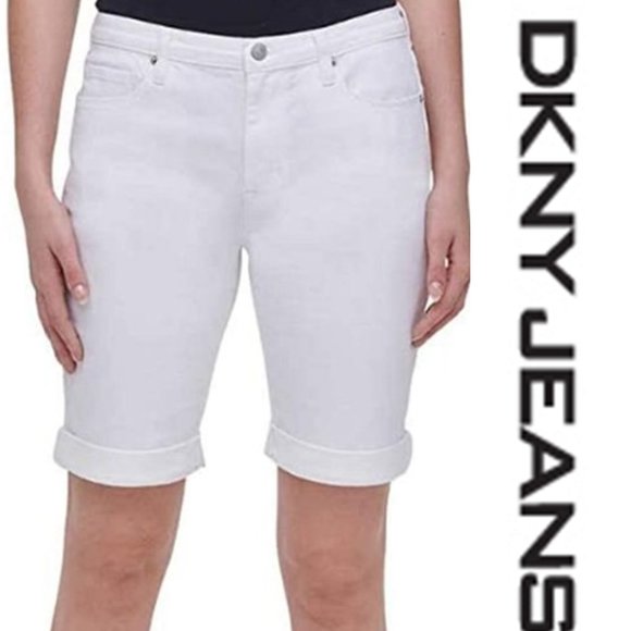 DKNY White Bermuda Shorts, Cotton Blend, 16, NWT - Picture 1 of 9